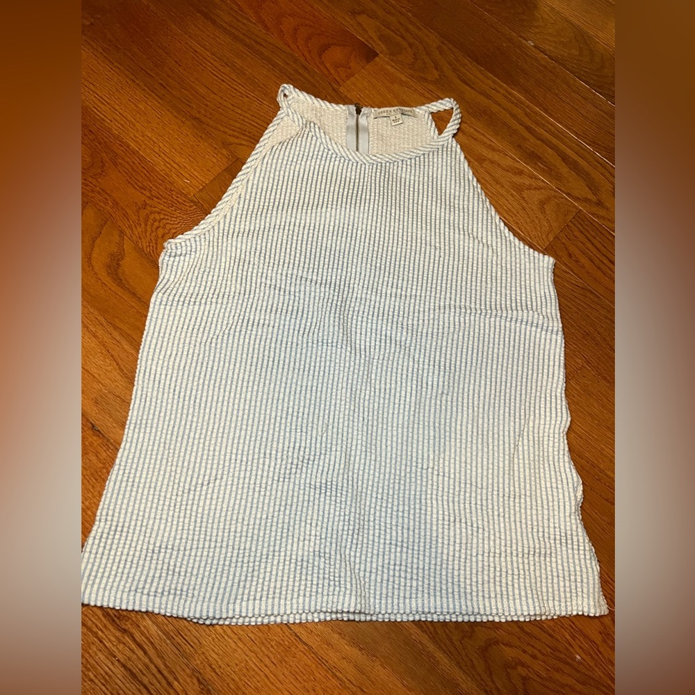 Womens Blue and White Striped Top Size Large